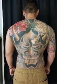 Prajna tatovering med fuld ryg, mandlig ryg, stort område, prajna tatoveringsbillede