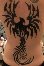 Svart tribal Phoenix tatuering mönster på baksidan