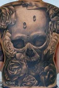 Úplně zadní černá šedá růže tetování vzor
