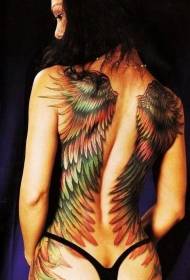 Tilbage store farverige vinger tatoveringsmønster