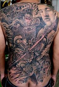 Klassisk full rygg Sun Wukong tatovering