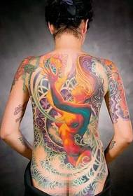 Moteriška dominuojanti visos nugaros tatuiruotė