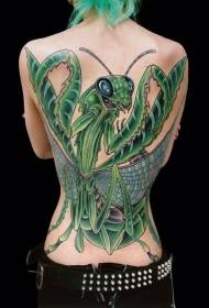 Piękny zielony tatuaż z tyłu