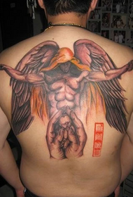 Чоловічий повну спину особистість ангел татуювання візерунок