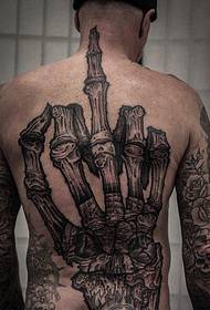 Pilns muguras plaukstas kaula attēla tetovējums