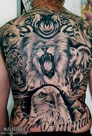 Full back lion tattoo pattern