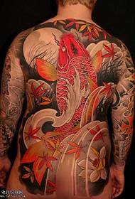Helt tatoveringsmønster med rød blekksprut