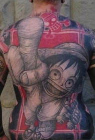 Visas nugaros spalvos „One Piece Luffy“ tatuiruotė