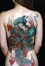 Girly atzera errealista geisha margotu tatuaje eredua