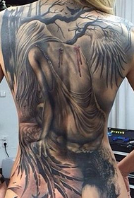 Super dominantis pilnas angelo tatuiruotės modelis