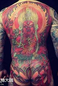Wzór tatuażu z nadrukowanym czerwonym królem z pełnym tyłem