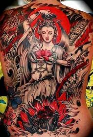 Patrón de tatuaxe Dunhuang pintado de costas enteiras