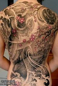 Modello di tatuaggio di calamari fenice schiena piena