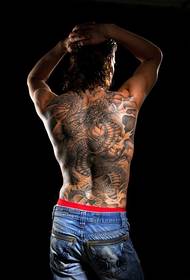 Beau modèle de tatouage de dragon gris noir dominateur à l'arrière