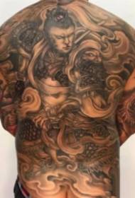 9 Stécker vum Chinese traditionnelle Stil grouss voll Réck Tattoo funktionnéiert