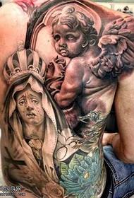 Pilnas nugaros Europos ir Amerikos dievų tatuiruotės modelis