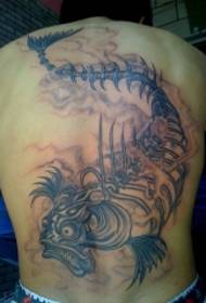 Full-Back-Dungeon-Skelettfisch-Tattoo-Muster