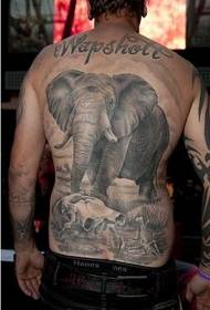 Padrão de tatuagem de elefante dominador do homem