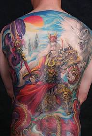 Celá zadní barva osobnosti tetování boha Erlang