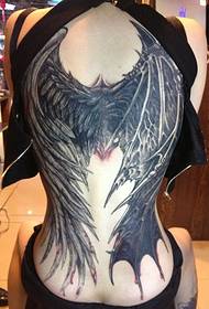 充滿天使和惡魔翅膀的女孩紋身圖片
