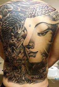 Dragon a Buddha gemëscht voll Réck Tattoo Muster