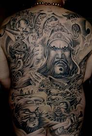 Vol met knappe vijf tijgers zullen Guan Gong Zhao Yun tattoo-foto's maken