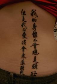 Rong larik tato kanji Tiongkok ing mburi