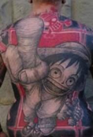 Tatuaggio schiena piena di colore dei cartoni animati