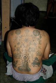 Back Tibetan Buddha symbol tattoo pattern