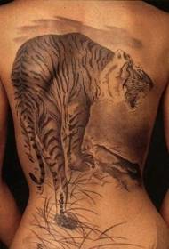 Takaisin aasialainen tyyli tiikeri musta harmaa tatuointi malli