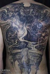 Full back demon world tattoo pattern