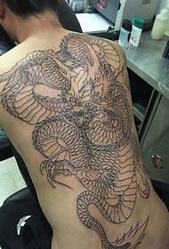 Full-back líne shimplí mór tattoo Dragon olc
