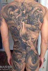 Full back cool Zhao Yun tattoo pattern