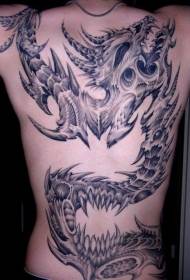 Bumalik ang biomekanikal na mekanikal na pattern ng tattoo ng dragon