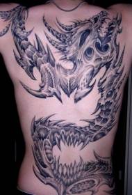 Modello tatuaggio meccanico meccanico biomeccanico posteriore