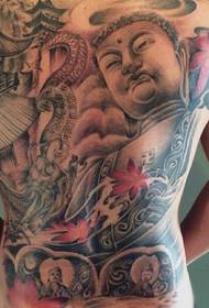 E tumu i tua i le mamanu o le tattoo Buddha
