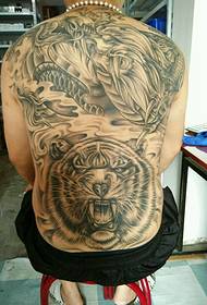 Чоловічий татуювання тигра тигра дракона на повній спині
