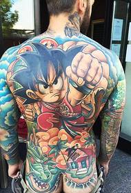 Krāsains pilnas muguras multfilmas tetovējuma modelis