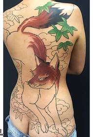 Modello tatuaggio volpe acquerello linea posteriore piena
