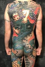 Tatuagem costas dominadora à moda antiga