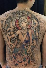 Ang isang buong back pattern ng tattoo na totem na puno ng pagkatao