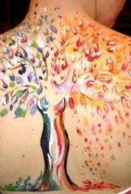 Tam renkli sevimli ağaç yaratıcı dövme deseni