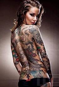 Patrón de tatuaje de brazo de flor de espalda completa de personalidad de belleza