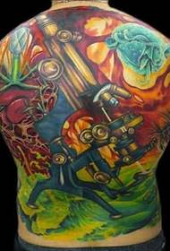 Φωτεινό ζωγραφισμένο σχέδιο τατουάζ στο πίσω μέρος