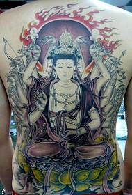 Full-back painted pola tangan Guanyin tato