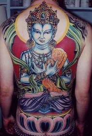 Back painted, Indian elements, Buddha statue, tattoo illustration