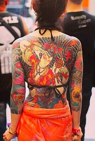 Padrão de tatuagem de totem brilhante, tonificado e colorido