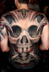 Страшен черен и червен модел на татуировка на черепа