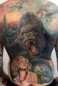 Iomlán dearthaí tattoo gorilla na hEorpa agus Mheiriceá ar ais