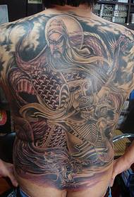 Klasszikus, teljes hátú Guan Gonglong tetoválás